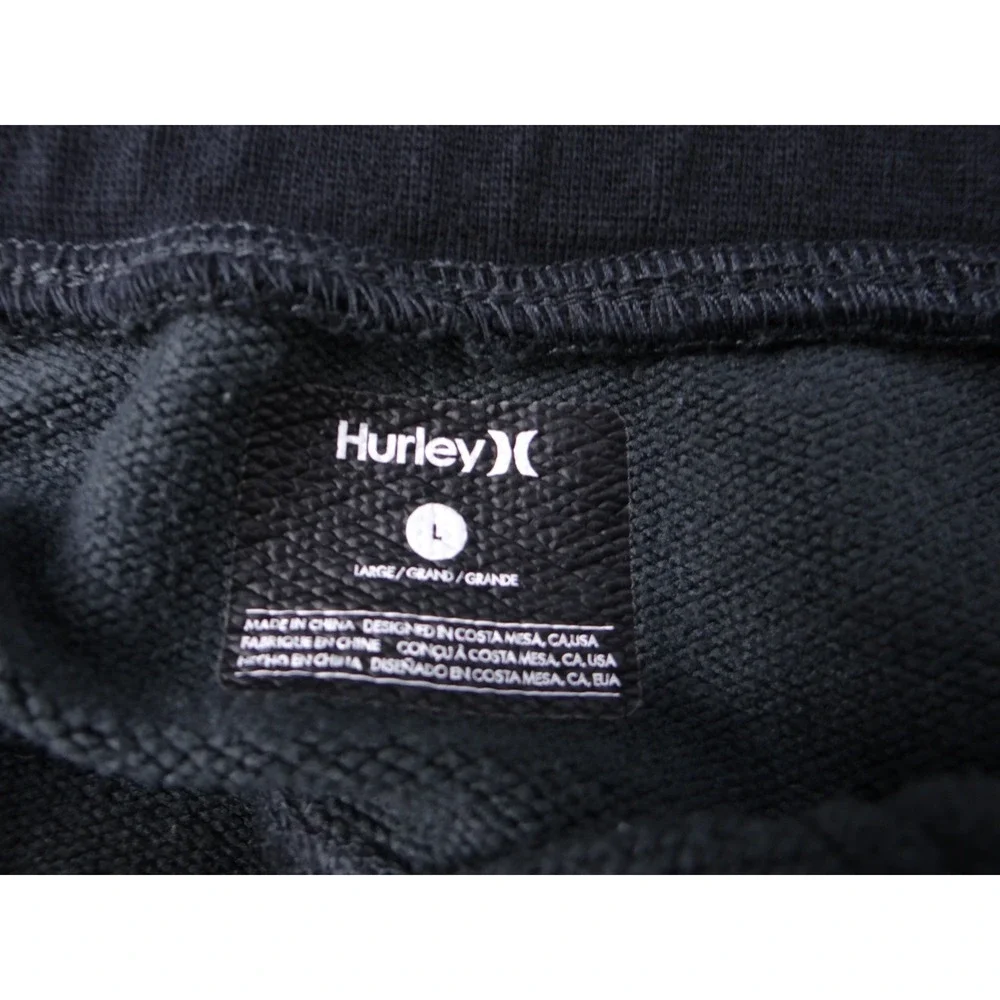 Hurley Black Jogger Sweatpants Athletic Lounge Drawstring Zipper Pockets Size L‎
